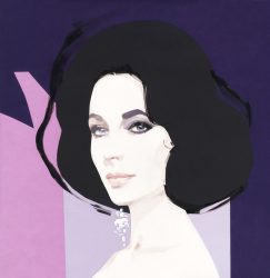 ELIZABETH TAYLOR GICLÉE PRINT WITH HAND-PAINTED SAPPHIRE EARRING