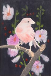PINK CANARY (STEPPING OUT WITH CHERRIES, BLACK, FACING RIGHT), 2017